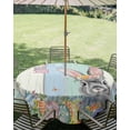 thumbnail image 3 of Outdoor Tablecloth with Umbrella Hole Zipper Happy Easter Round Tablecloth 60" Waterproof Outside Table Cloth Spring Bunny Colorful Eggs Wooden Grain Patio Table Cover Tablecloths for Picnic Party, 3 of 8