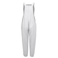 thumbnail image 4 of BLVB Women's Fashion Baggy Loose Linen Bib Overalls Jumpsuit Casual Sleeveless Taper Pants Outfits Rompers with Pockets, 4 of 7