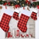 thumbnail image 5 of Ounissouiy Patrón de cuadrícula Medias de Navidad Calcetines Snacks Holder Árbol de Navidad Suspensión Goodie Bag Colgante Grande Pequeño Kits de decoración para fiestas Rojo Negro/S, 5 of 6