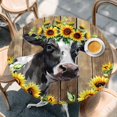 thumbnail image 2 of Farmhouse Cow Round Tablecloth, Fitted Table Cover with Elastic for 55"-60" Round Tables, Pastoral Sunflower Botanical Brown Wooden Table Cloth Outdoor Indoor Dinning Party Waterproof Tablecloths, 2 of 7