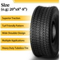 thumbnail image 7 of Ktaxon 20x8.00-8 Tubeless Turf Lawn Mower Tires, 4PR Replacement Tires for Lawn & Garden Tractor, 2 Pack, 7 of 7