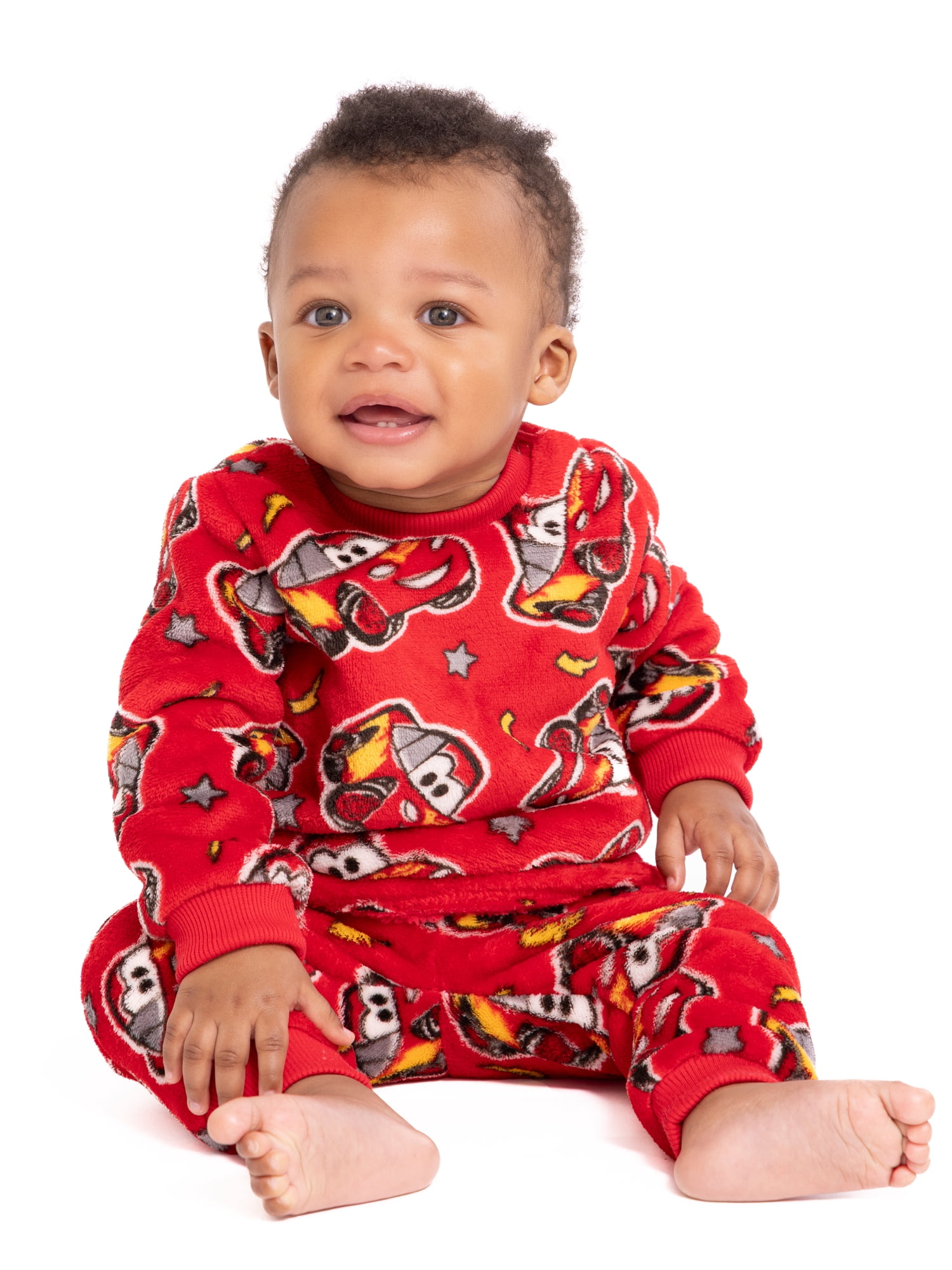 Pixar Cars Baby Long Sleeve Cozy All Over Print Crewneck Sweatshirt with Matching Jogger Pant, 2-Piece, Sizes 0/3M-24M