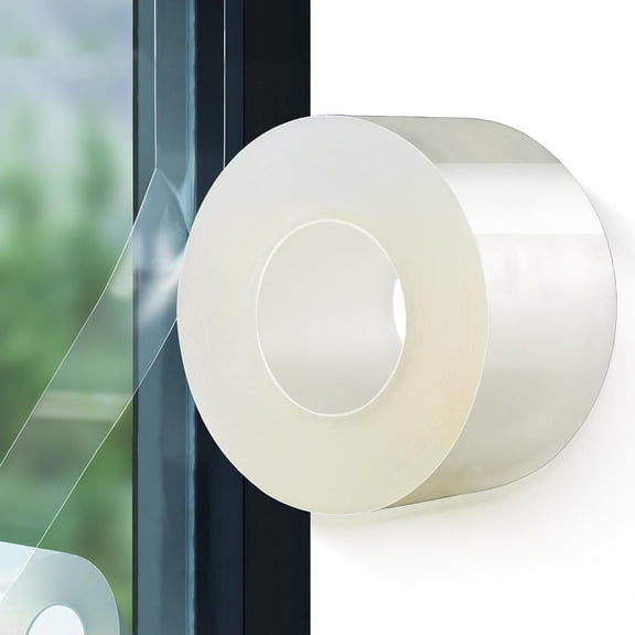 2 Inch x 33 FT Nano Window Weather Sealing Tape, Weather Stripping Residue-Free Clear Windows Insulation Tape, Clear Watherproof Seal, AC, Doors - Heavy Duty Adhesive (Winter Ready) Window well c