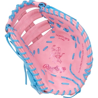 Rawlings Heart of the Hide First Base Mitt | DCTU Pattern | 12.75-Inch | RHT/LHT | Pink/Columbia Blue