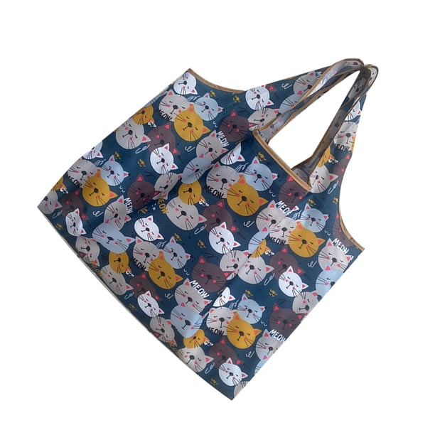 Naiovety Bolso de compras plegable, bolso ligero, estampado a la moda, resistente al agua, Ripstop, almacenamiento de artículos diversos, para Almacenamiento y organización del hogar gato marino