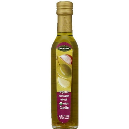 Mantova Organic Extra Virgin Olive Oil with Garlic, 8.5 fl oz (Pack of