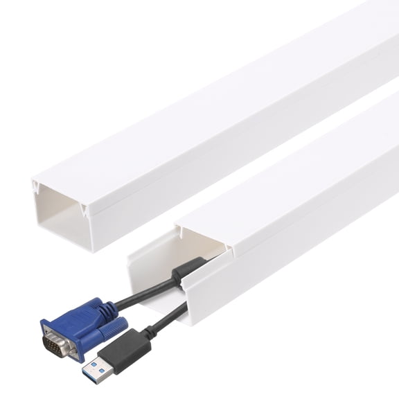 Uxcell 4Pcs Cord Hider Wall 15inx1.18inx0.8in Cable Cover Self Adhesive Wire Hider Wall Mounted TV Cable Raceway,White