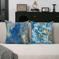 thumbnail image 3 of Marble Blue and Gold Pillow Covers Set of 2,Marble Blue and Gold Decor,Abstract Modern Home Decor,16"x16" Inch, 3 of 6