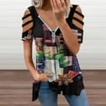 thumbnail image 2 of Watercolor Wine Glasses And Bottles Decorated with Delicious Food Womens Summer V Neck Zipper Top Short Sleeve T Shirt Off Shoulder Top Casual Classy Loose Shirts, 2 of 7