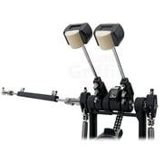 Double Kick Drum Pedal for Bass Drum by GRIFFIN - Deluxe Twin Set Foot Pedal - Quad Sided Beater Heads - Dual Pedal Two Chain Drive Hardware by