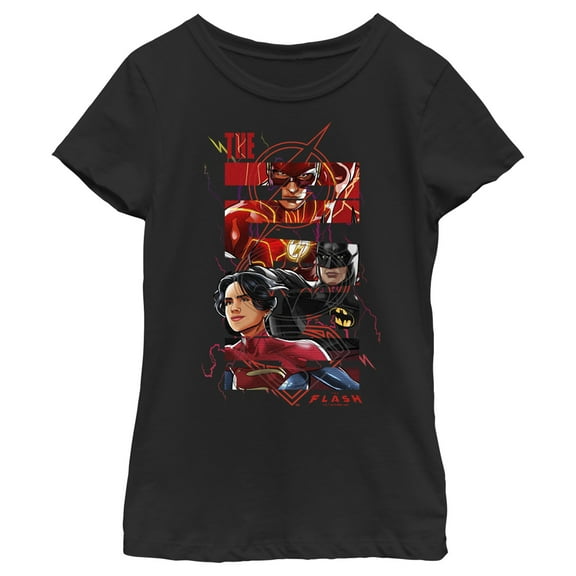 Girl's The Flash comics Book Superheroes Logo  Graphic Tee Black Medium