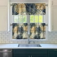 thumbnail image 3 of Kitchen Curtains 24 Inch Short - 3 Panel Set, Rod Pocket Window Curtain with Tropical Leaf Botanical Print, 100% Polyester for Farmhouse, Cafe, Kitchen, Bedroom, Easy Wash, 3 of 5