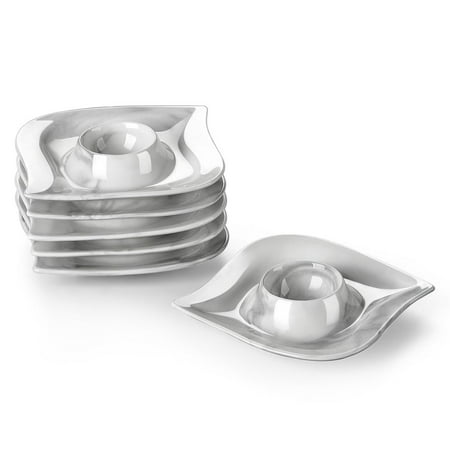 

MALACASA Series Elvira Porcelain Egg Cups Holder Ceramic Set of 6 Pack Tableware Set