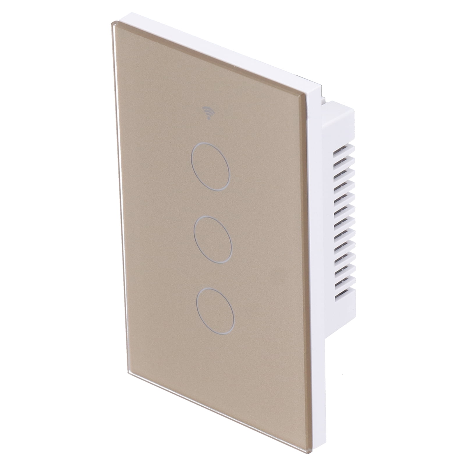 BIMZUC Intelligent Light Touch Switch Remote Control 3 Gang American Type Zigbee Home Automation Wall Switch Panel 100-240V Gold (15 cm / 5.91 inches)