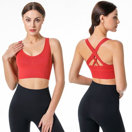 

Himiway Lightning Deals Of Today Women S Cross Back Bra Shock-Proof Gathering Fitness Yoga Vest Sports Underwear Workout Sets for Women Workout Tops for Women Red S