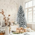 thumbnail image 1 of Costway 6ft Premium Snow Flocked Hinged Artificial Christmas Tree Unlit w/ Metal Stand, 1 of 9