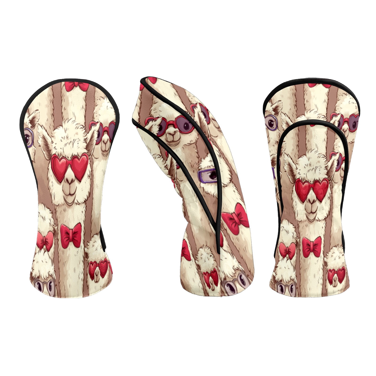 Golf Club Head Covers Funny Alpaca Waterproof Leather Golf Head Covers for Men Women Driver Head Cover Fairway Headcover for Golf Lovers