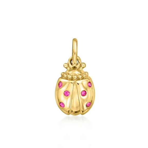 Pure Collection by Ross-Simons Ruby Ladybug Charm in 14kt Yellow Gold, Women's, Adult