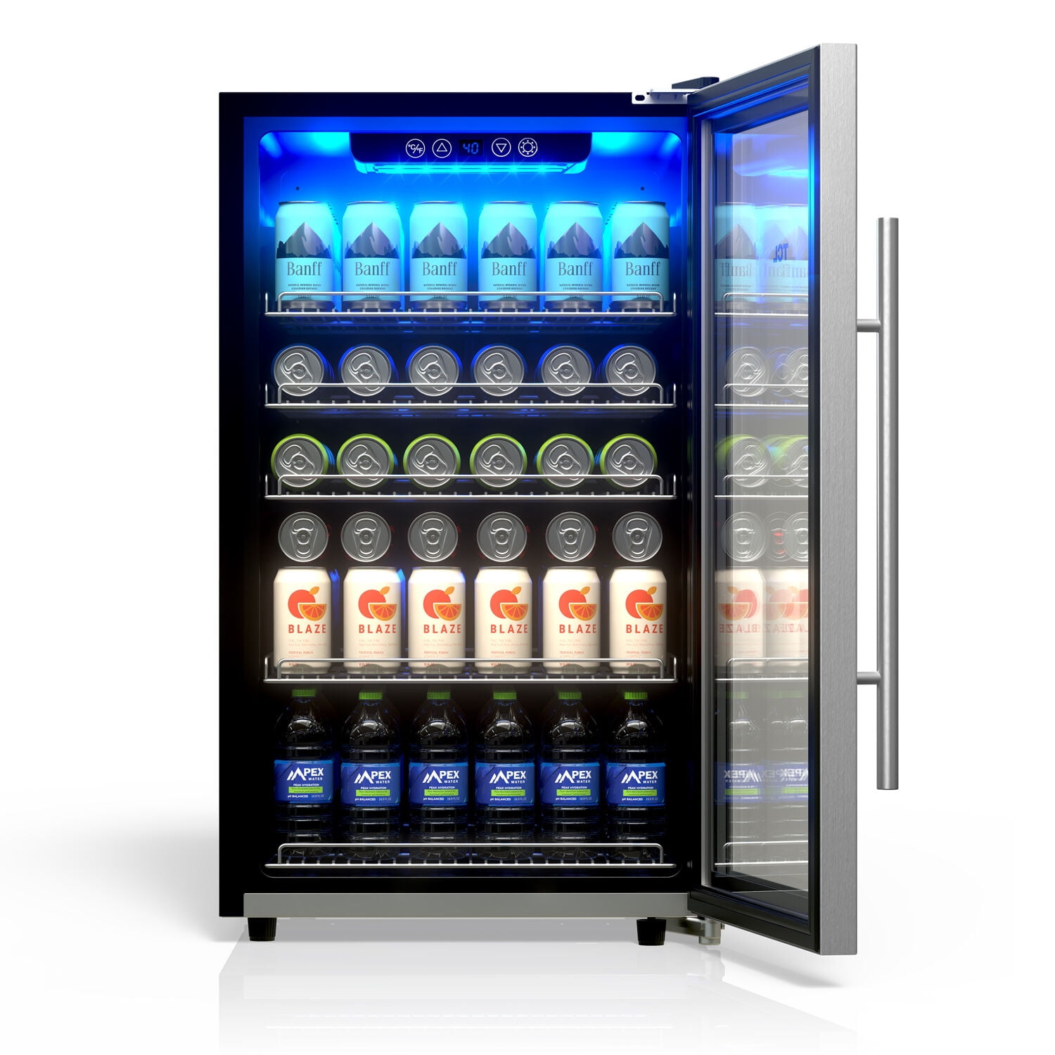 TCL Stainless Steel Single Door 132 Can Beverage Cooler for Kitchen, Bedroom & Office, 4.24 Cu. Ft.