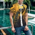 thumbnail image 6 of Lsque Elegant Gold Leaf Peacock Pattern Mens Polo Golf Shirts Funny Graphics Shorts Sleeve Button Shirts Baseball T-shirt-Small, 6 of 7