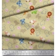 thumbnail image 2 of Soimoi Crepe Silk Fabric Floral & Cute Animals Cartoon Decor Fabric Printed Yard 42 Inch Wide, 2 of 3