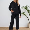 thumbnail image 2 of Womens Sweat Suits 2 Piece Hoodie Long Sleeve Sweatshirt with Wide Leg Pants Lounge Winter Clothing Travel Essentials, 2 of 4