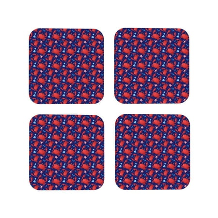 

Tideii Cute Crabs for Leather Coasters 4 Pieces Anti-fouling and Anti-scalding Decorative Coasters Suitable for Restaurants Kitchens Coffee Shops-Square
