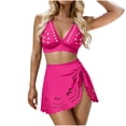 thumbnail image 2 of High Waisted Bikini Sets for Women 3 Piece Tummy Control Ruched Swimsuits Cutout Bathing Suit with Skirt, 2 of 9