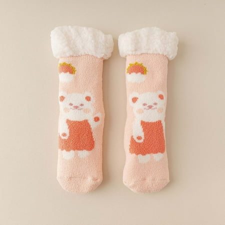 

2 pair Women Cute Style Lamb Velvet Socks Autumn And Winter Home Plus Velvet Thick Floor Socks Color Random