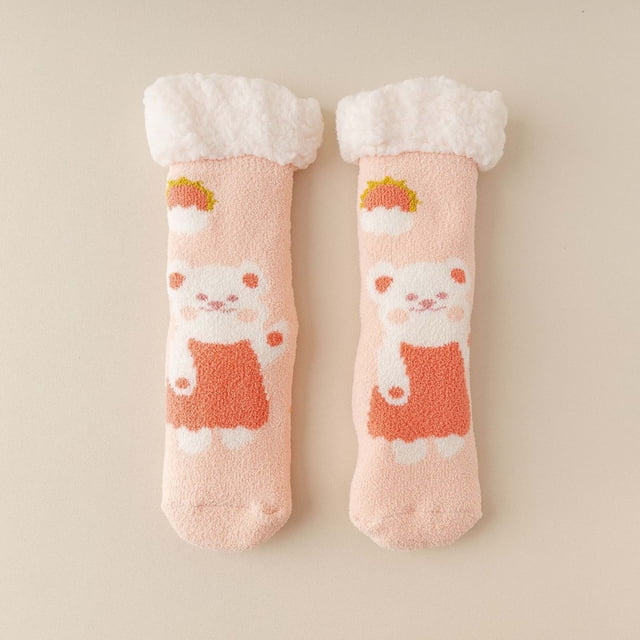 Women Cute Style Lamb Velvet Socks Autumn And Winter Home Plus Velvet Thick Floor Socks
