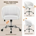 thumbnail image 5 of CRXX Home Office Chair, Faux Leather Desk Chair, Modern Swivel Chair with Tufted Barrel Back, Rolling Wheels for Office,Study, Vanity, Bedroom White, 5 of 10