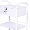 thumbnail image 5 of 3-Tier Mobile Utility Cabinet Cart Steel Frame Service Cart Storage Cart Stand with Single Lockable Drawer (White+1 Drawer), 5 of 9