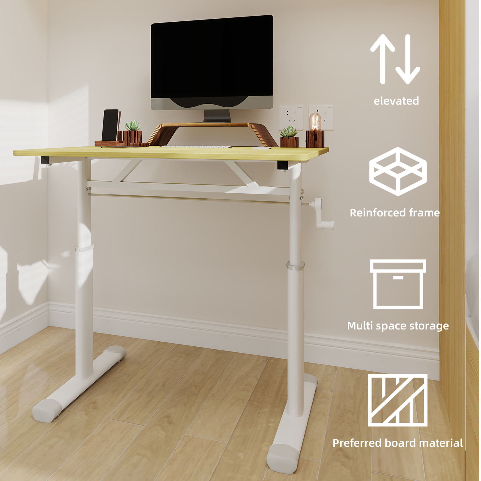 Yoneston 32" x 24" Height Adjustable Computer Desk, Home Office Standing Up Desk for Students,Teen and Adults, Wood