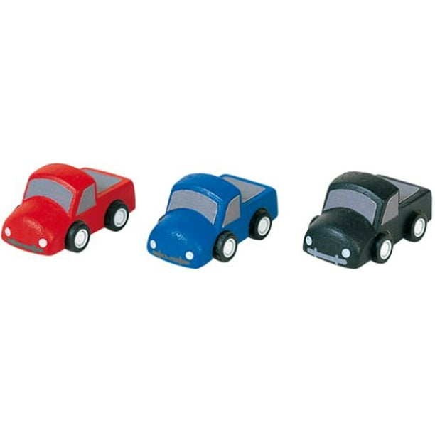 Plan Toys Jeu de 3 Mini-Camions en Bois