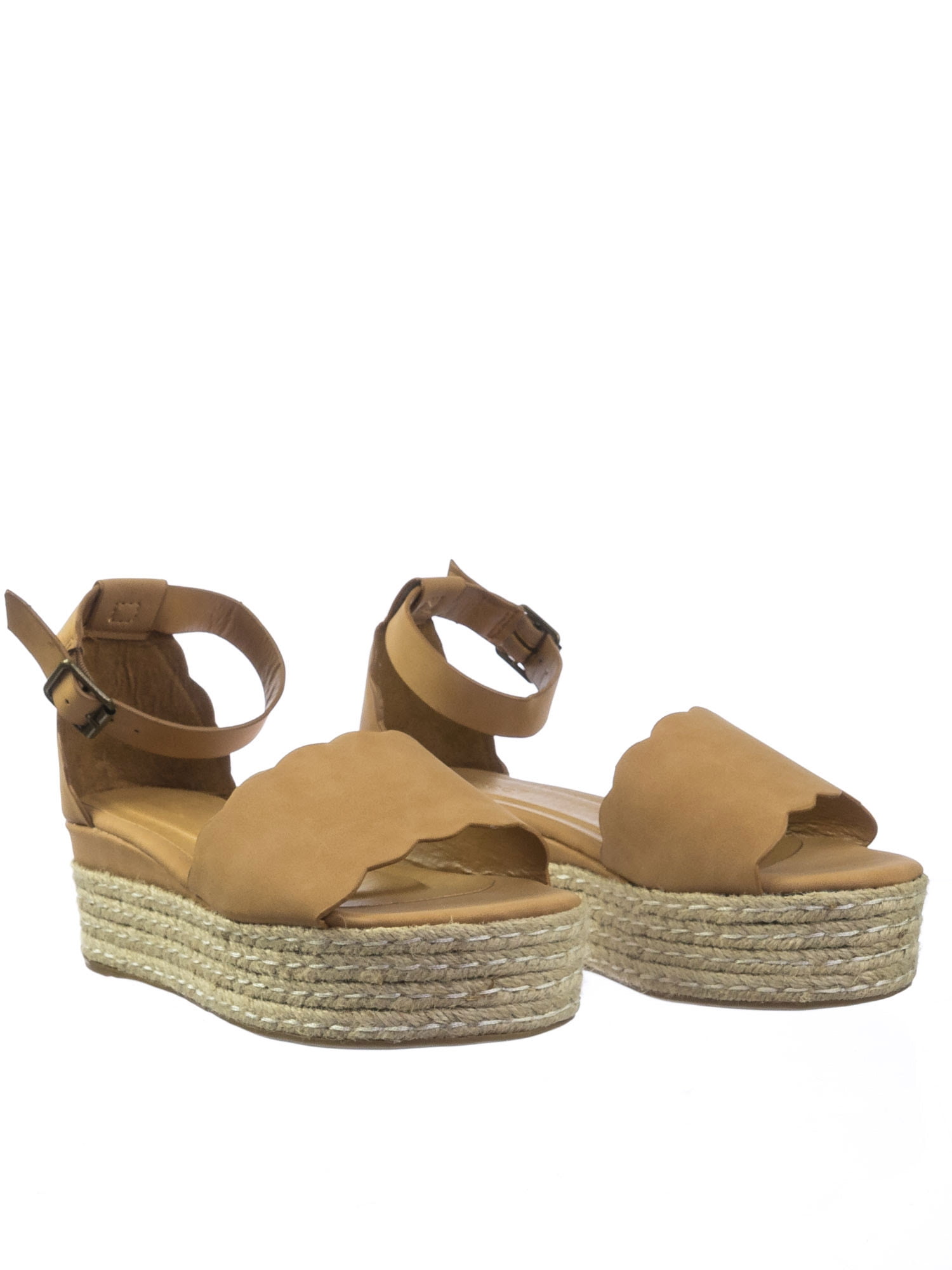 bamboo scallop espadrille platform sandals