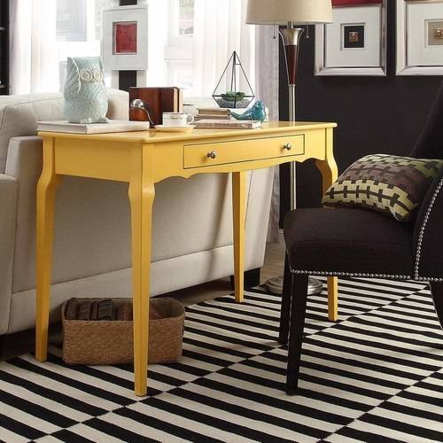 Weston Home Catalpa Office Writing Desk with Drawer, Yellow - Walmart