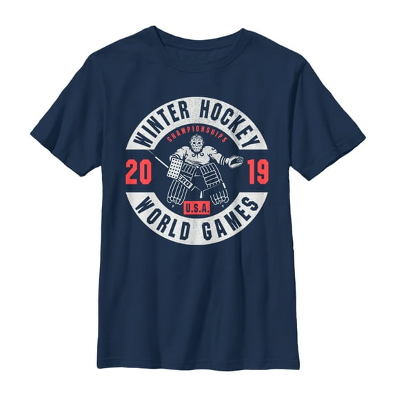 Boy's Lost Gods Winter Hockey Games Graphic Tee Navy Blue X Large