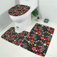 thumbnail image 2 of Pioneer Flower Floral Print Pattern Bathroom Rugs Sets 3 Piece,Toilet Cover Set,Absorbent Non Slip Bathroom Mats Sets with U-Shaped Contour Rug Toilet Rug Set, 2 of 5