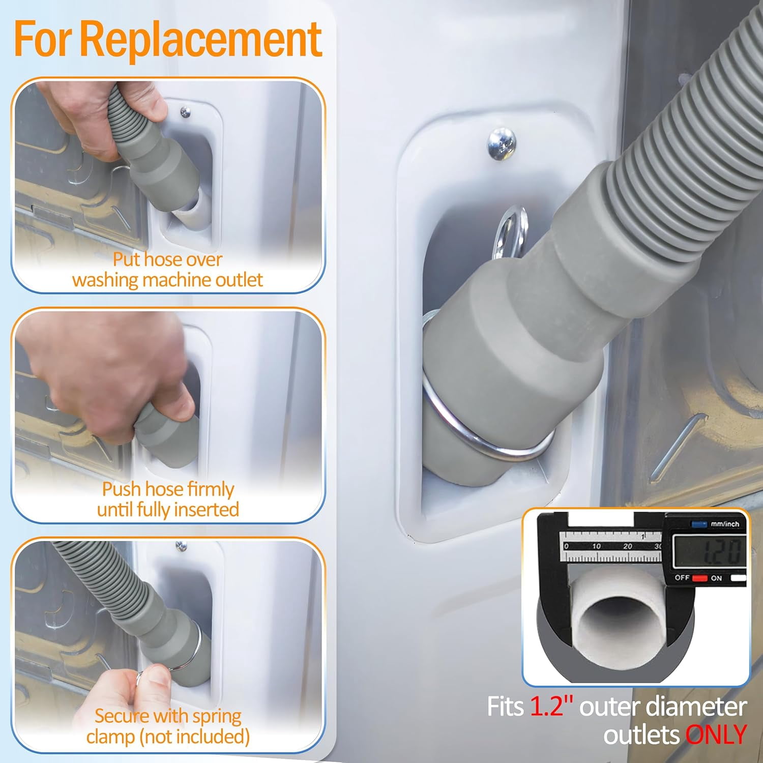 MyLifeUNIT Washing Machine Drain Hose, Washer Drain Hose Extension Kit with 1 Extension Adapter and 2 Hose Clamps, 6.8 Feet