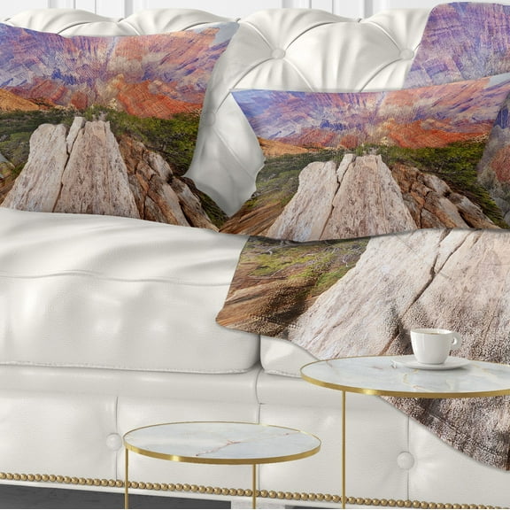 Designart 12" x 20" Blue Polyester Throw Pillow