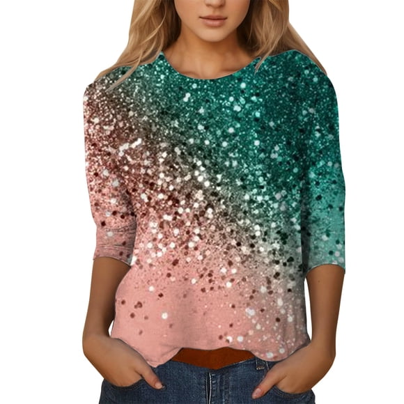 My Items Shirts for Women Women's Long Sleeve Shirts Womens Long Sleeve Top Fashion Print T Shirt Loose Top S