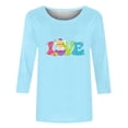thumbnail image 4 of Xihbxyly Hauts Décontractés pour Femmes T-shirt Imprimé Col Rond de Pâques Manches 3/4 Col Rond Chandail Tendance à Petit Prix, 4 of 5