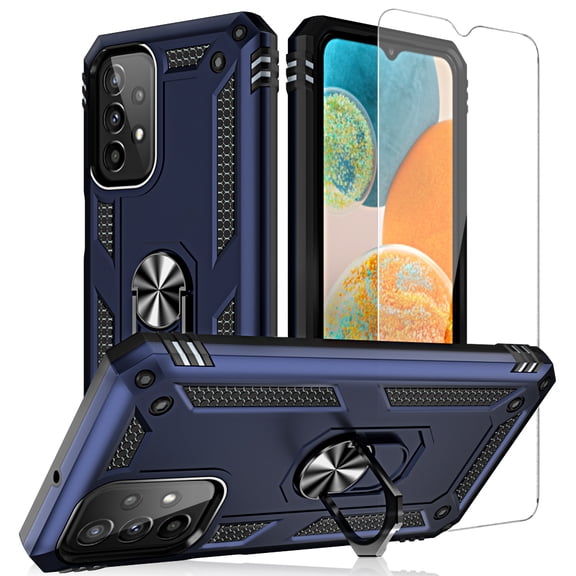 Xhy Samsung Galaxy A23 5G Case with Screen Protector and Magnetic Ring Mount Kickstand Military Grade Full Body Double Layer Drop Protection Rugged Durable for Galaxy A23 5G Phone - Blue
