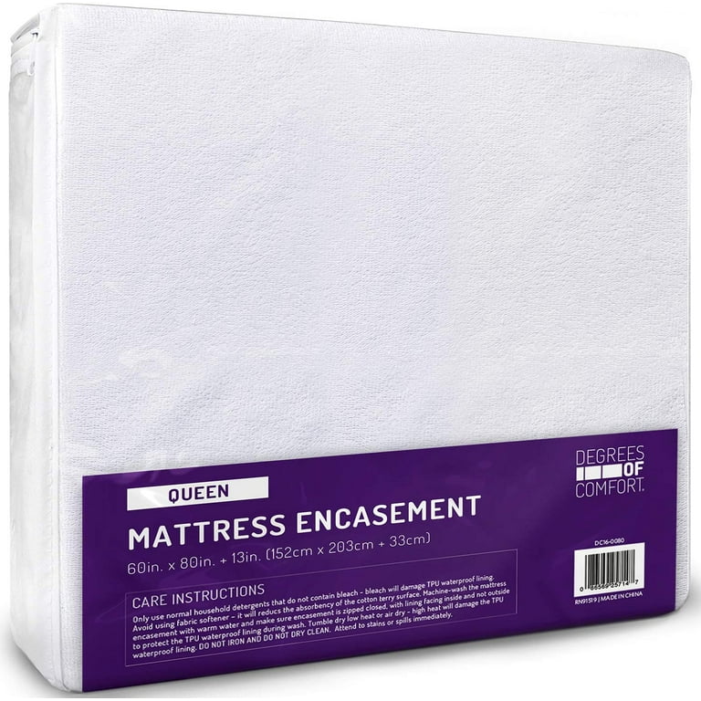 Queen Size Mattress Encasement Bed Bug Proof, Cover 9-12 Deep Bed, 3M  Scotchgard