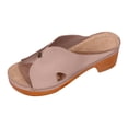 thumbnail image 5 of Rokment Orthopedic Mules Dressy Sandals for Women Ladies Summer Fashion Casual Leather Open Toe Platform Chunky Block High Heels Comfortable Arch Support Walking Dress Slip on Slides Khaki Size 6.5, 5 of 6