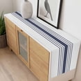 thumbnail image 4 of Blue Vertical Striped Table Runner - 108 Inch Long, Kitchen Dining Table Runner Dresser Scarves, White Minimalist Modern Farmhouse Decor for Coffee Tables Wedding Party Banquet, 4 of 8