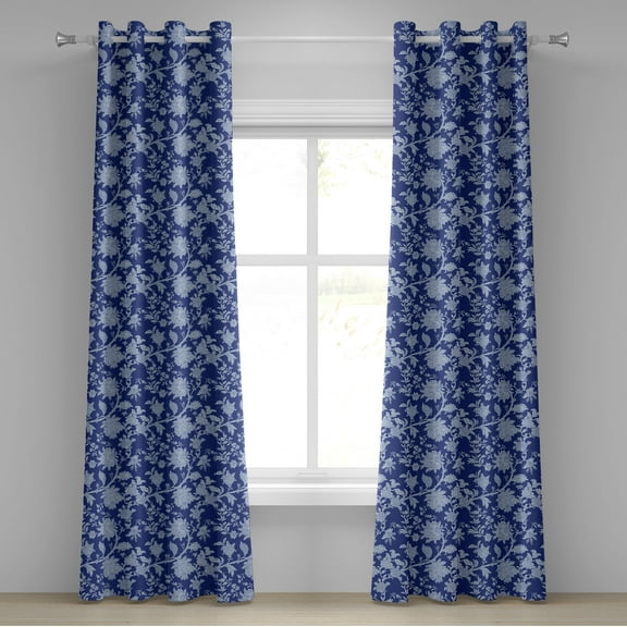 Ambesonne Floral Grommet Curtain, Paisley Pattern Ottoman, 50" x 120", Royal Blue