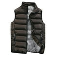 thumbnail image 3 of YODETEY Men Autumn Winter Coat Padded Cotton Vest Warm Hooded Thick Vest Tops Jacket Coffee XXXXL, 3 of 5