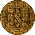 thumbnail image 1 of Ahgly Company Machine Washable Indoor Round Oriental Yellow Industrial Area Rugs, 7' Round, 1 of 4