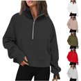 thumbnail image 6 of Half Zip Sweatshirts Cropped Hoodies for Women Quarter Zip Up Pullover Sweatshirt Long Sleeve Crop Tops,Womens Pull Over 1/4 Zipper Fleece 2024, 6 of 6
